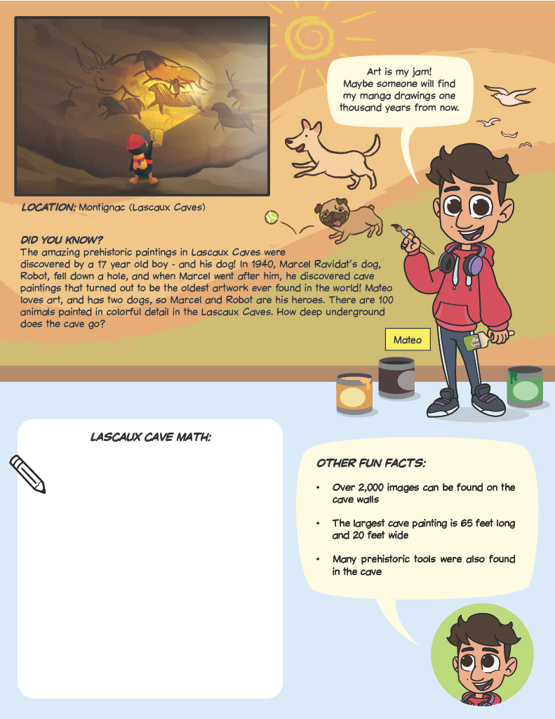 A fun fact sheet about the cave paintings of Lascaux